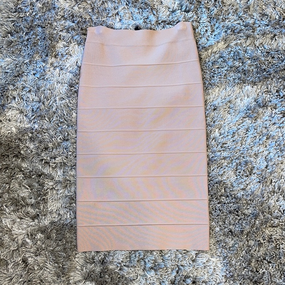BCBGMaxazria Leger Bandage Nude Skirt- Soychai